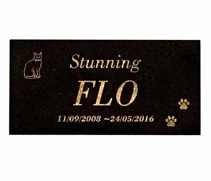 CAT Memorial Plaque Laser Engraved Black Granite (no holes) 150 x 100mm