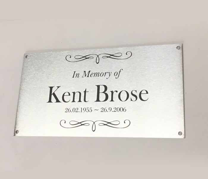 Grave Marker Engraved Memorial Stainless Steel with 4 Mounting Holes 200x100mm