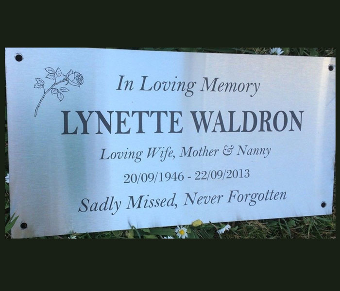 Memorial Grave Marker Engraved Stainless Steel Plaque, mounting holes 300x150mm