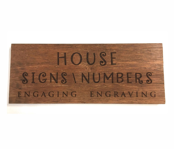 Wood House Sign Custom Laser Engraved Hard Wood 600 x 140 mm