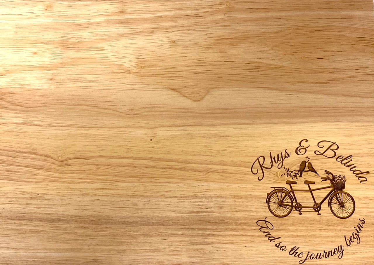 Wedding Gift Wood chopping Board Personalised Laser Engraved 380 X 230mm (Copy)